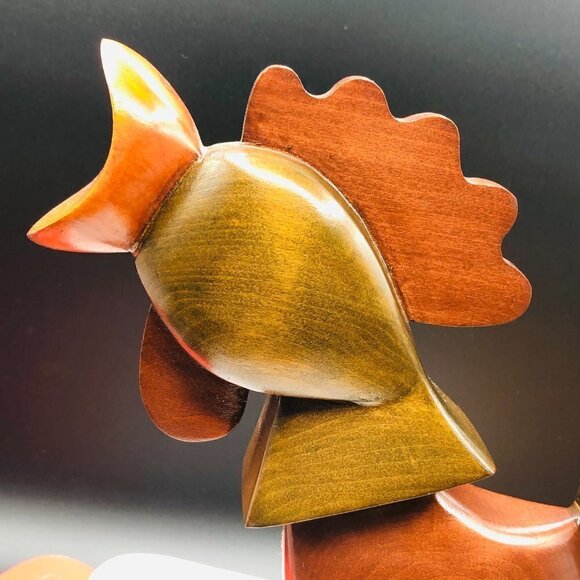 Rooster Wood Original Art Sculpture Artist Lyne Montmeny 2003 Modern Farmhouse - Picture 8 of 13